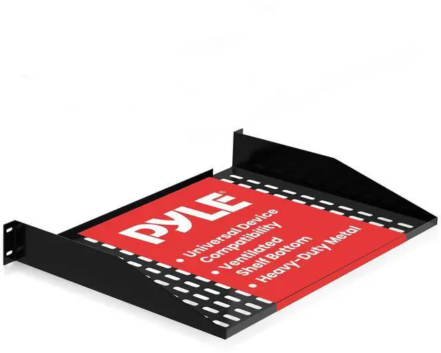 Main image of Pyle 19-Inch 2U Server, Vented Shelves for Good Air Circulation, Cantilever, Wall Rack, Universal Device, Cabinet Shelf, Computer Case Mounting Tray, Black (PLRSTN22U), 1 Unit