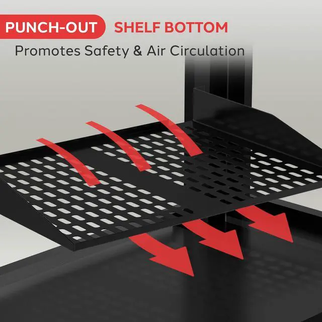 Alt view image 3 of 7 - Pyle 19-Inch 2U Server, Vented Shelves for Good Air Circulation, Cantilever, Wall Rack, Universal Device, Cabinet Shelf, Computer Case Mounting Tray, Black (PLRSTN22U), 1 Unit