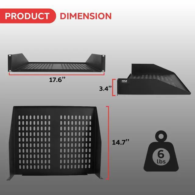 Alt view image 2 of 7 - Pyle 19-Inch 2U Server, Vented Shelves for Good Air Circulation, Cantilever, Wall Rack, Universal Device, Cabinet Shelf, Computer Case Mounting Tray, Black (PLRSTN22U), 1 Unit