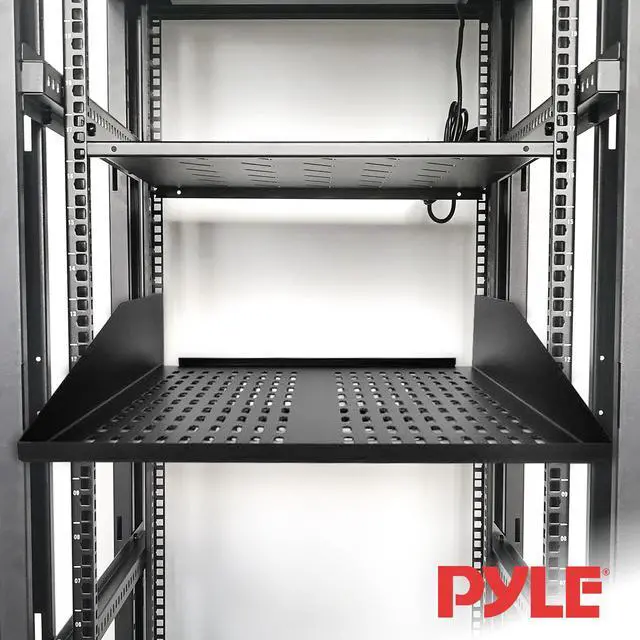 Alt view image 6 of 7 - Pyle 19-Inch 2U Server, Vented Shelves for Good Air Circulation, Cantilever, Wall Rack, Universal Device, Cabinet Shelf, Computer Case Mounting Tray, Black (PLRSTN22U), 1 Unit