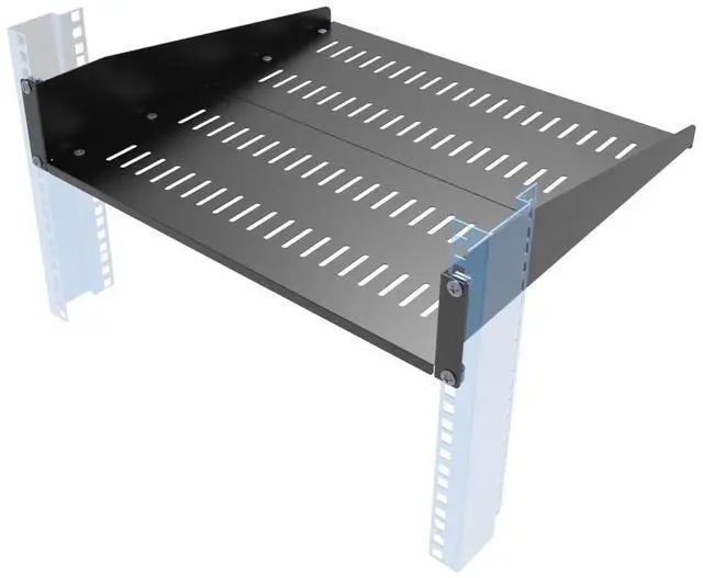 Main image of JINGCHENGMEI 2U Vented Server Rack Shelf- Deep Adjustable Universal Rack Mount Cantilever Tray for 19" Network Equipment Rack & Cabinet,16 inches Deep, Black (2U16Inch)