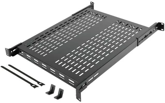 Main image of Tecmojo 1U 4-Post Vented Server Rack Mount Shelf,27.6in Deep with Adjustable Depth 19.7-37.4inch,Supports to 242 lbs,Universal Tray for 19 Inch AV/Network Equipment Rack,Black