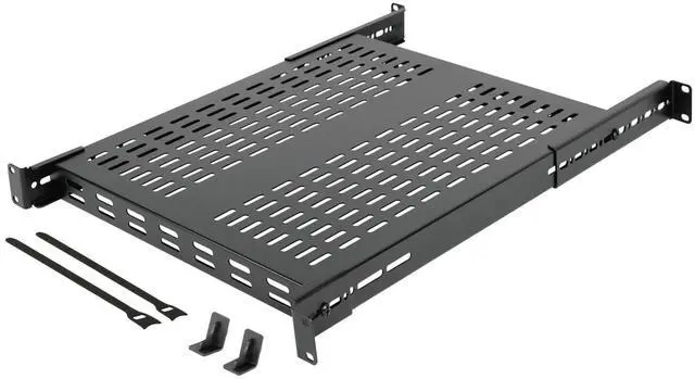 Main image of Tecmojo 1U 4-Post Vented Server Rack Mount Shelf,21.7in Deep with Adjustable Depth 13.5-31.8 Inch,Supports to 242 lbs,Universal Tray for 19 Inch AV/Network Equipment Rack,Black
