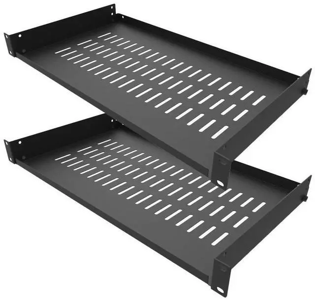 Main image of Jingchengmei 2 Pack of 1U Disassembled Vented Cantilever Server Rack Mount Shelf 10" (254mm) Deep for 19" Network Cabinet or Equipment Rack (10V2PC)