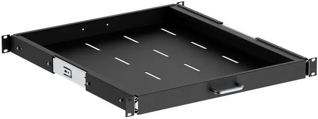 Main image of ynVISION.DESIGN 1U Sliding Rack Shelf with Handle for Server Racks - Extendable from 20 to 35 inches - Fits Standard 19 inch x 20 inch 4 Post Rack - Supports 44 lbs, Ideal 1U Rack Drawer