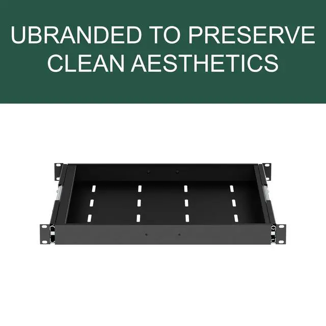 Alt view image 4 of 6 - ynVISION.DESIGN 1U Sliding Rack Shelf with Handle for Server Racks - Extendable from 20 to 35 inches - Fits Standard 19 inch x 20 inch 4 Post Rack - Supports 44 lbs, Ideal 1U Rack Drawer