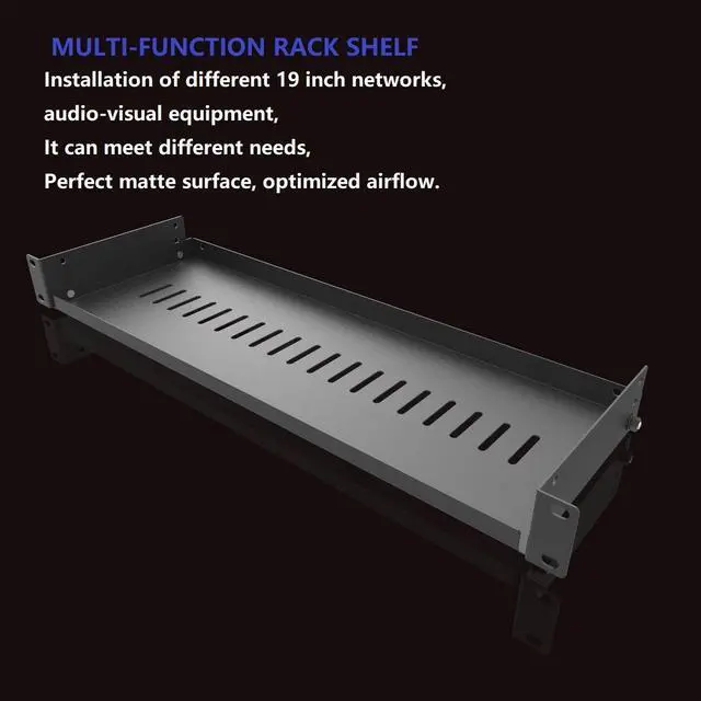 Alt view image 3 of 7 - Jingchengmei 2 Pack of 1U Vented Cantilever Server Rack Mount Shelf 6" (154mm) Deep for 19" Network Cabinet or Equipment Rack, Disassembled Black(6V2PC)