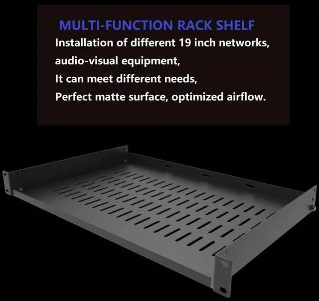 Alt view image 2 of 6 - Jingchengmei 1U Disassembled Vented Cantilever Server Rack Mount Shelf 12"(305mm) Depth for 19-Inch Network/AV Equipment Rack and Cabinet(1U12V)