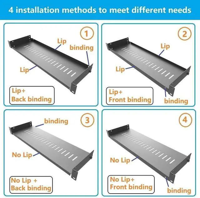 Alt view image 3 of 7 - Jingchengmei 1U Disassembled Vented Cantilever Server Rack Mount Shelf 6"(152mm) Depth for 19-Inch Network/AV Equipment Rack and Cabinet(1U6V)