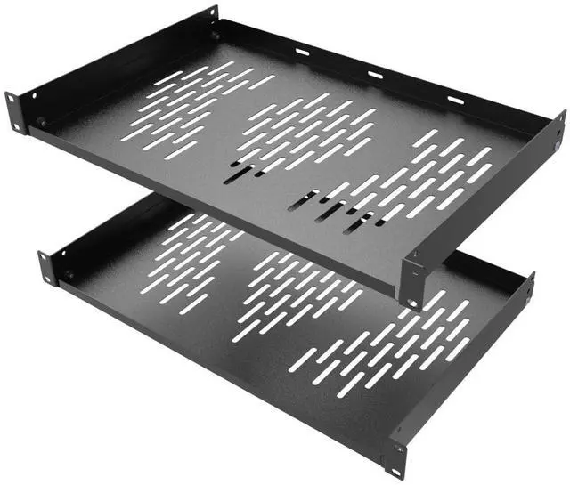 Main image of Beiyier 2PCS 1U Server Rack Shelf, Suitable for 19" Network Equipment Racks and Cabinets, Ventilated Cantilever Tray, Depth of 12 inches, Well-Ventilated (Black)
