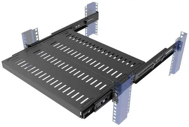 Main image of JINGCHENGMEI 1U Sliding Rack Shelf for 19" Server Rack Mount Cabinet 15"-22" Adjustable Depth 4 Post Rack Mount,Disassembled, Black
