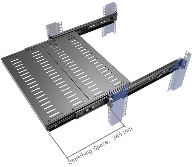Alt view image 3 of 7 - JINGCHENGMEI 1U Sliding Rack Shelf for 19" Server Rack Mount Cabinet 15"-22" Adjustable Depth 4 Post Rack Mount,Disassembled, Black