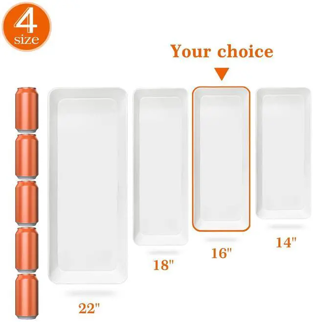 Alt view image 4 of 7 - AMGBZT Serving Tray Platter Rectangle, 4 Pcs Long Narrow Food Tray for Veggie Fruit Snack Dessert, Plastic White Food Trays for Party Supplies Display, Rectangular Platters for Serving Food, BPA Free