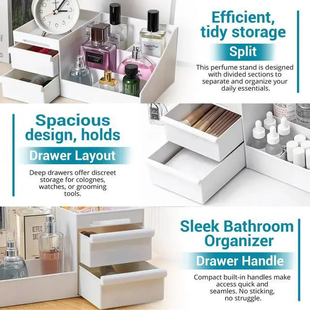 Alt view image 5 of 7 - Cologne Organizer for Men, Bathroom Countertop Organizer, Vanity Storage Shelf, Perfume & Cologne Stand, Dresser Rack, Organizador de Perfumes, Bedroom essentials for men, Birthday Gift for Men