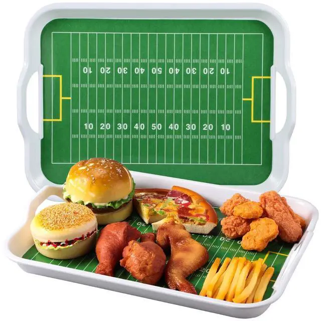 Main image of Yungyan 2 Pcs Plastic Football Serving Trays with Handles 15 x 11 x 1.89 Inch Football Stadium Serving Platter with Handles Sport Trays for Food Game Day Fun Platter for Home Tailgate Party