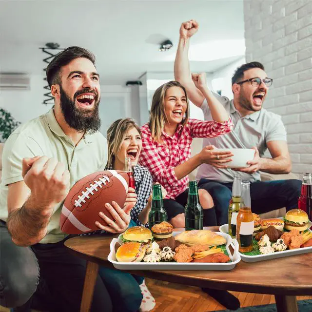 Alt view image 4 of 6 - Yungyan 2 Pcs Plastic Football Serving Trays with Handles 15 x 11 x 1.89 Inch Football Stadium Serving Platter with Handles Sport Trays for Food Game Day Fun Platter for Home Tailgate Party