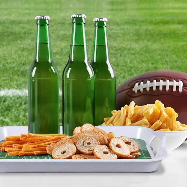 Alt view image 6 of 6 - Yungyan 2 Pcs Plastic Football Serving Trays with Handles 15 x 11 x 1.89 Inch Football Stadium Serving Platter with Handles Sport Trays for Food Game Day Fun Platter for Home Tailgate Party