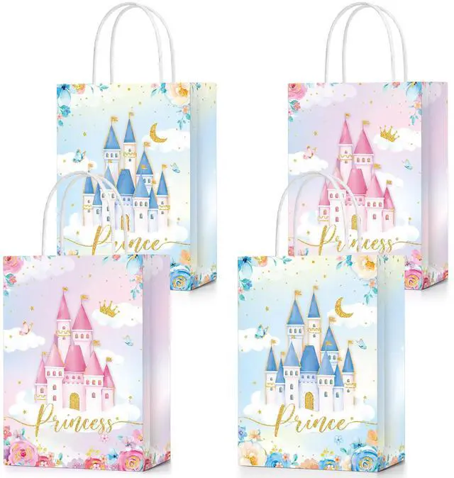 Main image of Sepamoon 36 Pcs Princess Prince Party Favor Bags Prince Princess Castle Bags Princess Treat Bags with Handles Candy Goodie Bags for Gender Reveal Party Baby Shower Wedding Supplies