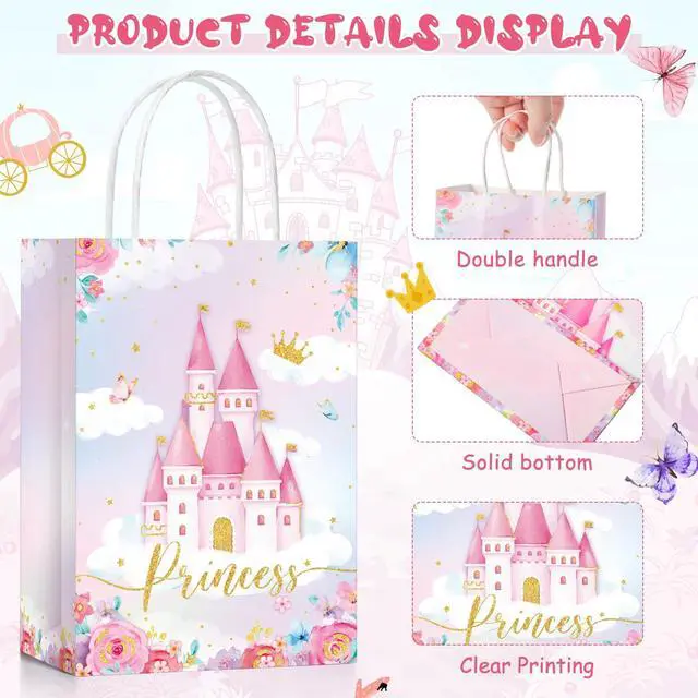 Alt view image 4 of 7 - Sepamoon 36 Pcs Princess Prince Party Favor Bags Prince Princess Castle Bags Princess Treat Bags with Handles Candy Goodie Bags for Gender Reveal Party Baby Shower Wedding Supplies