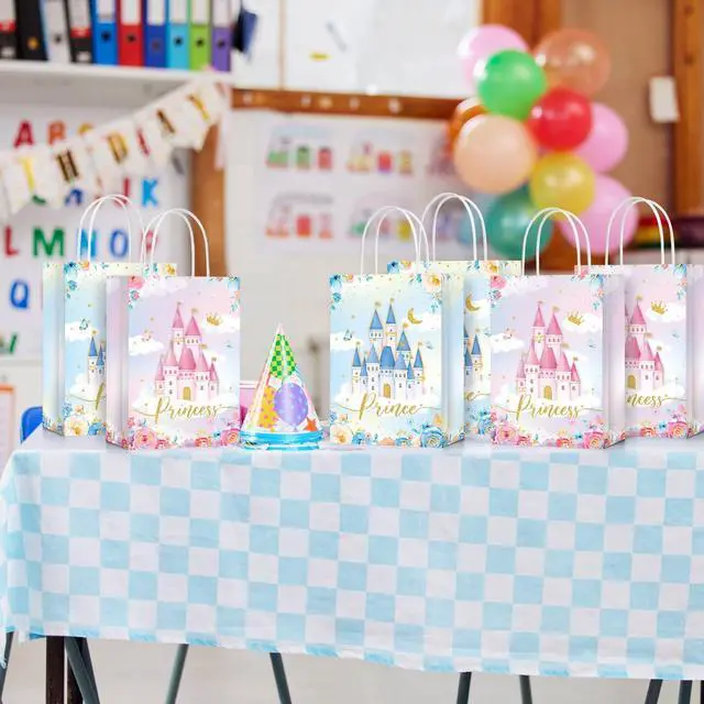 Alt view image 5 of 7 - Sepamoon 36 Pcs Princess Prince Party Favor Bags Prince Princess Castle Bags Princess Treat Bags with Handles Candy Goodie Bags for Gender Reveal Party Baby Shower Wedding Supplies
