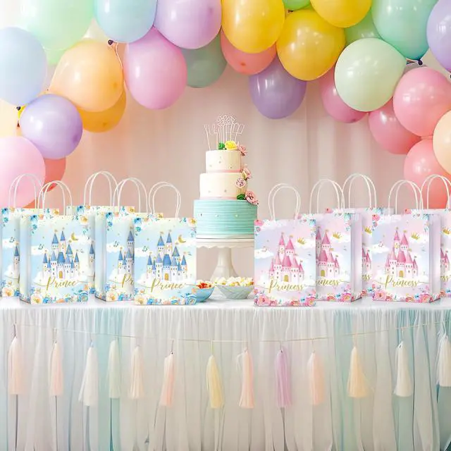 Alt view image 7 of 7 - Sepamoon 36 Pcs Princess Prince Party Favor Bags Prince Princess Castle Bags Princess Treat Bags with Handles Candy Goodie Bags for Gender Reveal Party Baby Shower Wedding Supplies