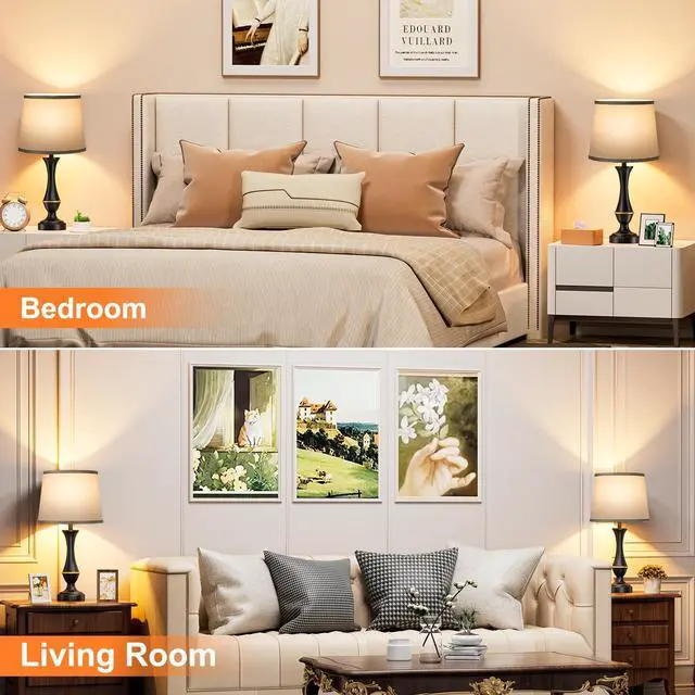 Alt view image 5 of 7 - Upgraded Touch Lamps for Bedrooms Set of 2 - Nightstand Table Lamp with USB C+A, 3 Way Dimmable Lamps for Living Room(Grey)