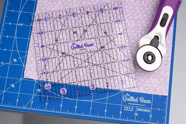 Alt view image 7 of 7 - The Quilted Bear Rotating Cutting Mat 12" x 12" - Locking & Rotating Self Healing Cutting Board for Sewing, Fabric & Quilting - 360 Degree Sewing Supplies Mat for Craft Table (Blue)