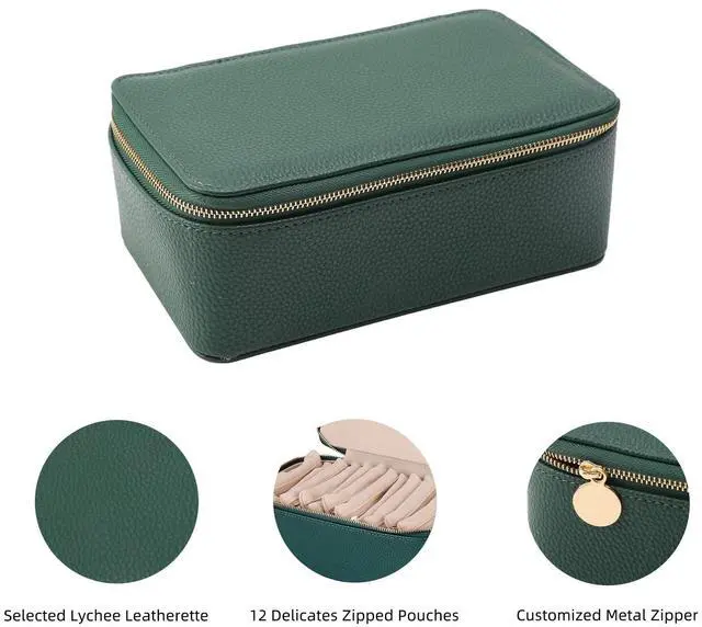 Alt view image 3 of 6 - NCONCO Travel Jewelry Box, Portable PU Leather Travel Jewelry Organizer with 12pcs Velvet Bags Compact & Lightweight Travel Jewelry Case for Necklaces Rings Earrings Sorting Storage