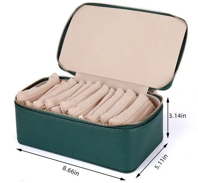 Alt view image 2 of 6 - NCONCO Travel Jewelry Box, Portable PU Leather Travel Jewelry Organizer with 12pcs Velvet Bags Compact & Lightweight Travel Jewelry Case for Necklaces Rings Earrings Sorting Storage