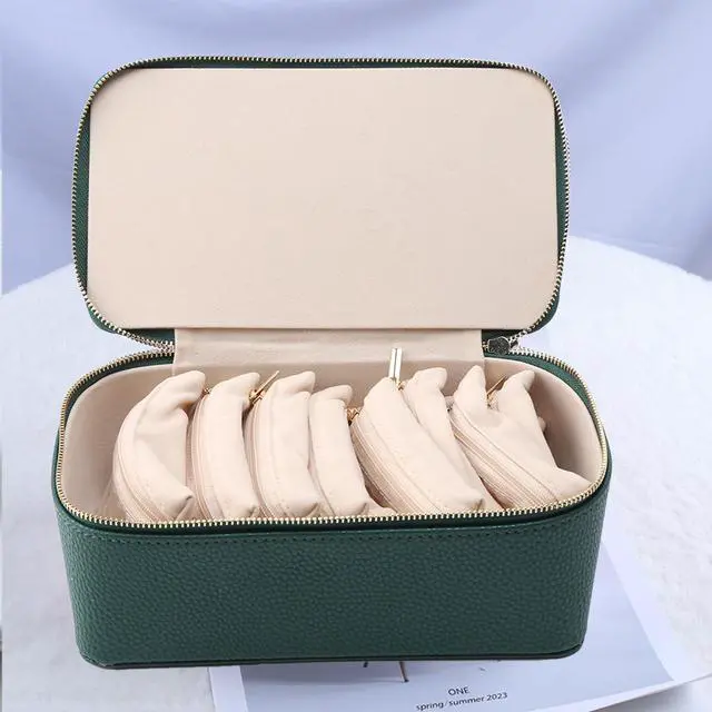 Alt view image 5 of 6 - NCONCO Travel Jewelry Box, Portable PU Leather Travel Jewelry Organizer with 12pcs Velvet Bags Compact & Lightweight Travel Jewelry Case for Necklaces Rings Earrings Sorting Storage