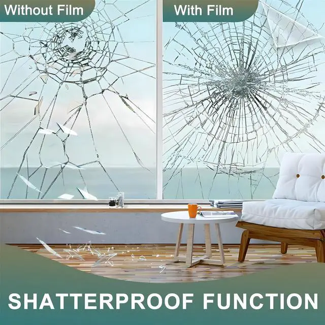 Alt view image 2 of 7 - 4 Mil Clear Security and Safety Window Film Shatterproof Film for Glass Windows Anti Shatter Tempered Glass Cover Clings Film for Home and Office