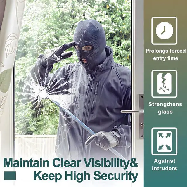 Alt view image 4 of 7 - 4 Mil Clear Security and Safety Window Film Shatterproof Film for Glass Windows Anti Shatter Tempered Glass Cover Clings Film for Home and Office