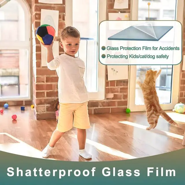 Alt view image 5 of 7 - 4 Mil Clear Security and Safety Window Film Shatterproof Film for Glass Windows Anti Shatter Tempered Glass Cover Clings Film for Home and Office