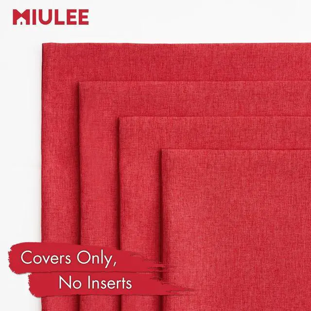 Alt view image 5 of 7 - MIULEE Pack of 4 Decorative Outdoor Throw Pillow Covers Linen Waterproof Pillow Covers Farmhouse Cushion Cases for Patio Garden Tent Balcony Couch Sofa18x18 inch Red