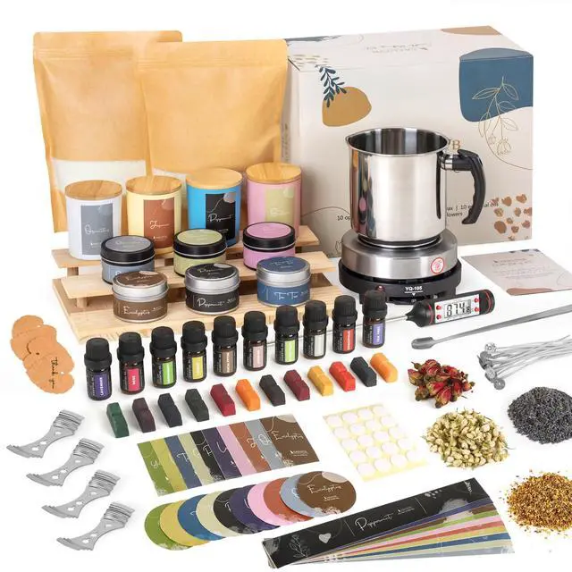 Main image of SAEUYVB Candle Making Kit - DIY Starter Soy Candle Making Supplies with Wax Melter, Including Soy Wax, 10 Candle Jars, 10 Pleasant Scents, Color Dyes & MorePerfect Candle Making Kit for Adults