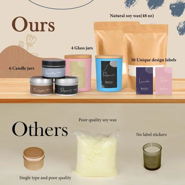 Alt view image 4 of 6 - SAEUYVB Candle Making Kit - DIY Starter Soy Candle Making Supplies with Wax Melter, Including Soy Wax, 10 Candle Jars, 10 Pleasant Scents, Color Dyes & MorePerfect Candle Making Kit for Adults