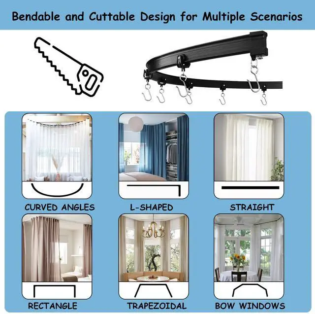 Alt view image 6 of 7 - RoomDarkning Room Divider Curtains with Ceiling Track, 95% Blackout Heavy Curtains Noise Reduction Privacy Curtain System Kits, 15 ft Wide x 8 ft Tall, Black, 1 Panel