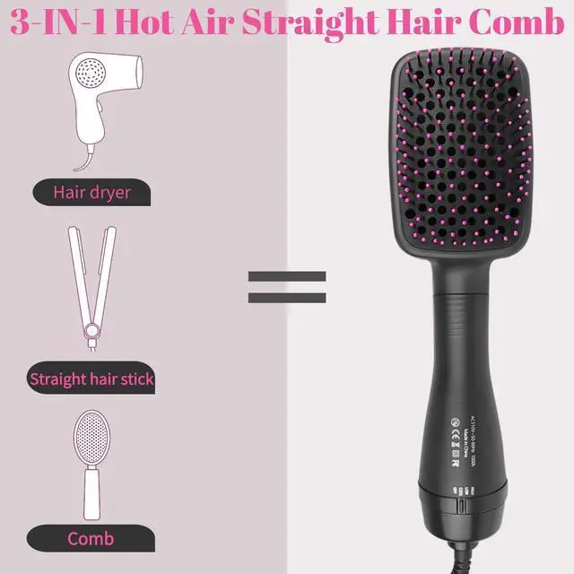 Alt view image 3 of 7 - Hair Dryer Brush Blow Dryer Brush in One, 3 in 1 One Step Hair Dryer and Styler, Negative Ion Hair Straightener Hot Air Styling Tool for Straightening Drying Smoothing