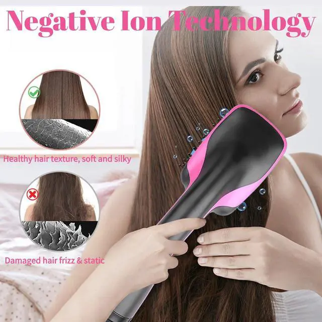Alt view image 4 of 7 - Hair Dryer Brush Blow Dryer Brush in One, 3 in 1 One Step Hair Dryer and Styler, Negative Ion Hair Straightener Hot Air Styling Tool for Straightening Drying Smoothing