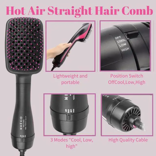 Alt view image 5 of 7 - Hair Dryer Brush Blow Dryer Brush in One, 3 in 1 One Step Hair Dryer and Styler, Negative Ion Hair Straightener Hot Air Styling Tool for Straightening Drying Smoothing