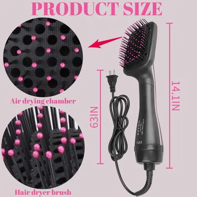 Alt view image 7 of 7 - Hair Dryer Brush Blow Dryer Brush in One, 3 in 1 One Step Hair Dryer and Styler, Negative Ion Hair Straightener Hot Air Styling Tool for Straightening Drying Smoothing
