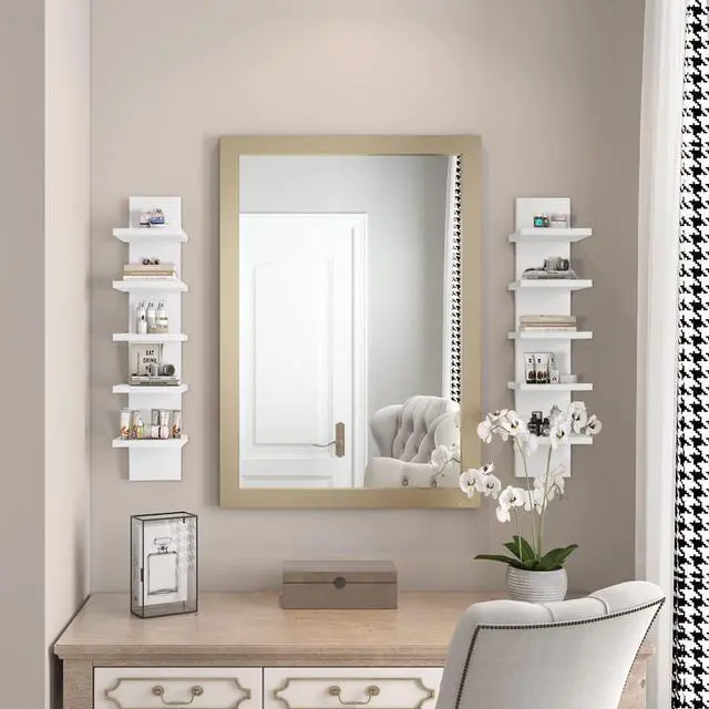 Alt view image 4 of 7 - Homaterial 5 Tier Wall Shelf Unit,White Vertical Floating Shelf-Narrow Decorative Wall Mount Modern Wall Decor Shelves for Bedrooms, Living Rooms 5.5"