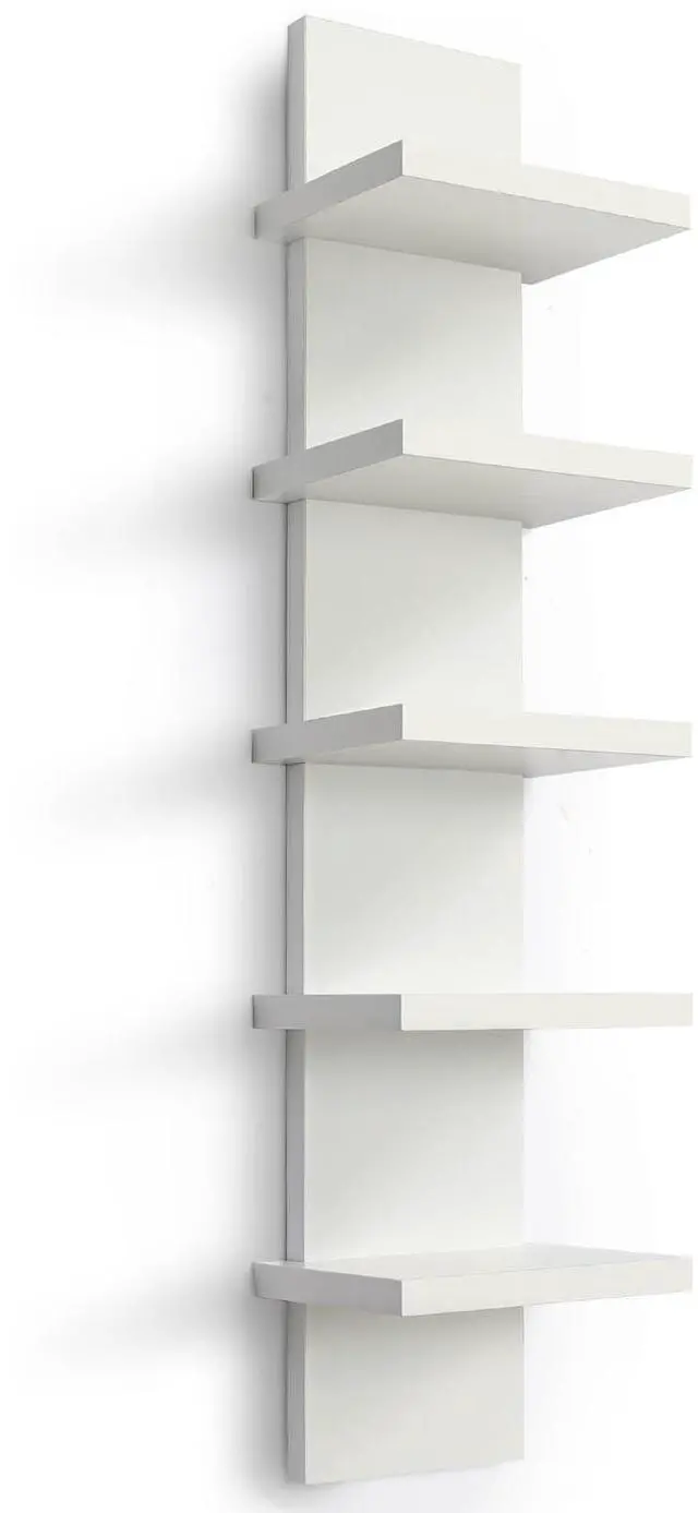 Main image of Homaterial 5 Tier Wall Shelf Unit,White Vertical Floating Shelf-Narrow Decorative Wall Mount Modern Wall Decor Shelves for Bedrooms, Living Rooms 5.5"