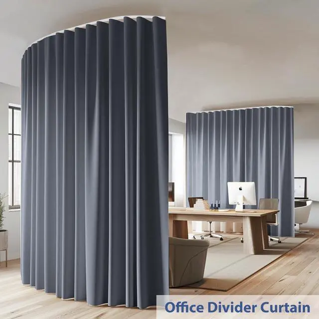Alt view image 2 of 7 - cbsroro Room Divider Ceiling Mounted Curtains Track Sets Extra Wide Blackout Curtain Flexible Tracks for Bedroom Privacy Partition Separator, 1 Panel Grey Drape and White Rail, W12.5 x H8ft