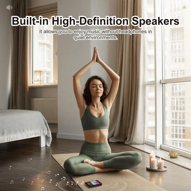 Alt view image 4 of 7 - 128GB MP3 Player with Upgrade Bluetooth 5.3, HiFi Sound Shuffle Single Loop Music Player with HD Speaker, FM Radio, Voice Recorder, 2.4IN Full Touchscreen MP3 Ideal for Sport (Earphones Included)