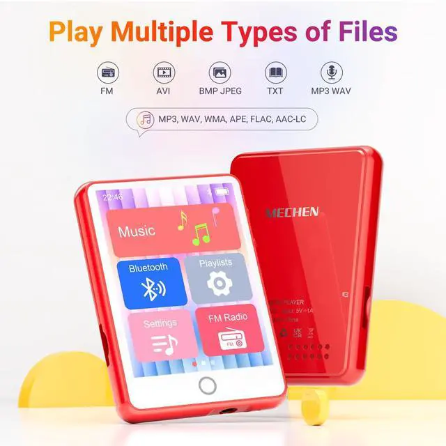Alt view image 2 of 7 - 128GB MP3 Player Bluetooth 5.3 with 2.4" Full Touch ScreenMECHEN Portable Digital Music Player with HD SpeakerFM Radio, HiFi Lossless Sound, Recording, Support up to 512GB.
