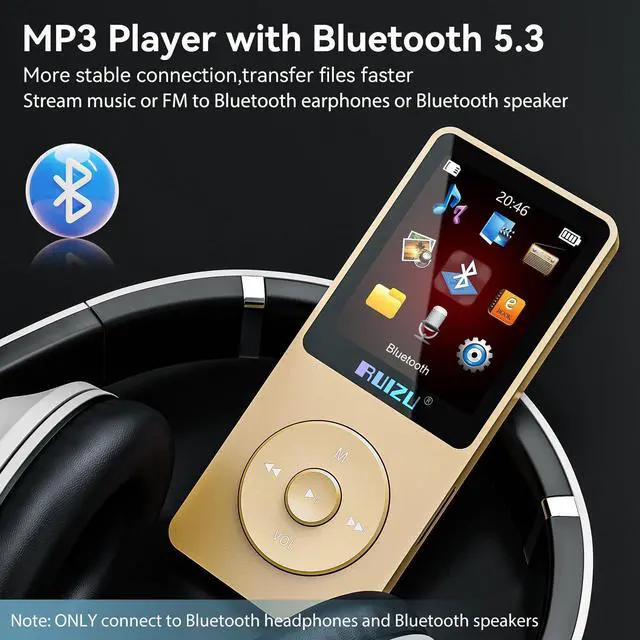 Alt view image 2 of 7 - 64GB MP3 Player with Bluetooth 5.3, Portable Music Player for Kids, Sports Running, FM Radio, Voice Recorder, Equalizer, Digital Audio Shuffle Playback, Support 128GB Micro SD Card, Yellow