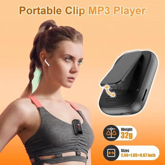 Alt view image 3 of 7 - Portable Kids MP3 Player with Sports Clip, Small Music Player with Bluetooth 5.3, Touch Screen, Built-in Speaker, Voice Recorder, FM Radio, Expandable Storage up to 512GB(Black)