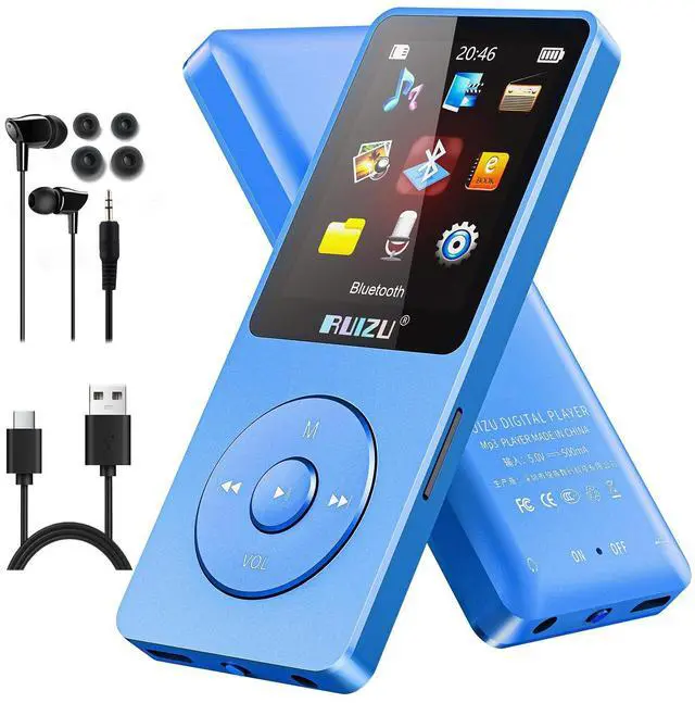 Main image of 64GB MP3 Player with Bluetooth 5.3, Weight 0.055 lbs, Portable Music Player for Kids, Sports, FM Radio, Voice Recorder, 80 Hours Digital Audio Shuffle Playback, Support 128GB Micro SD Card, Blue