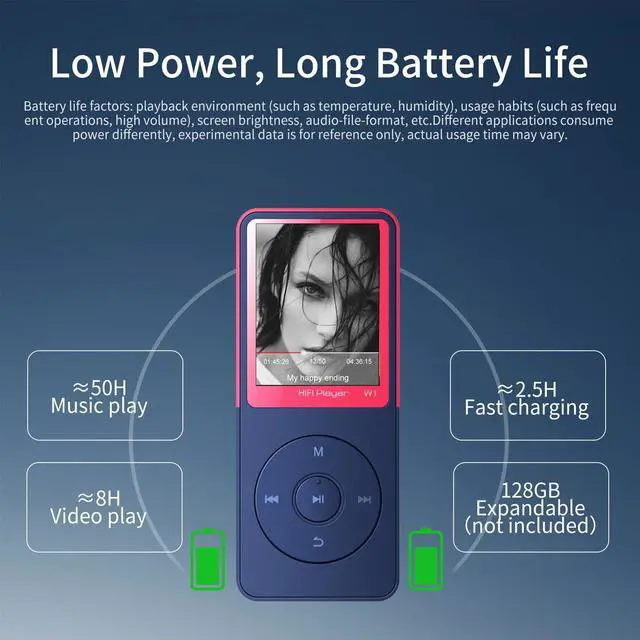 Alt view image 4 of 7 - Mp3 Player with Bluetooth,Classic Portable Mp3 & Mp4 Players,HiFi Sound Music Player with SD Card Slot/Photo Viewe/Video Play/FM Radio/Recorder/E-Book for Kids,Long Battery Life Red 32GB